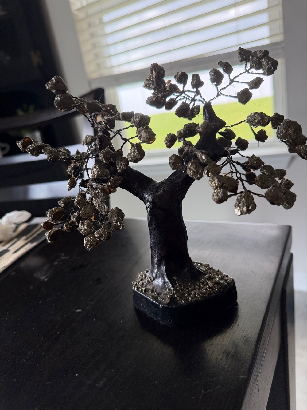 Pyrite Bonsai Tree Sculpture - Black and Gold